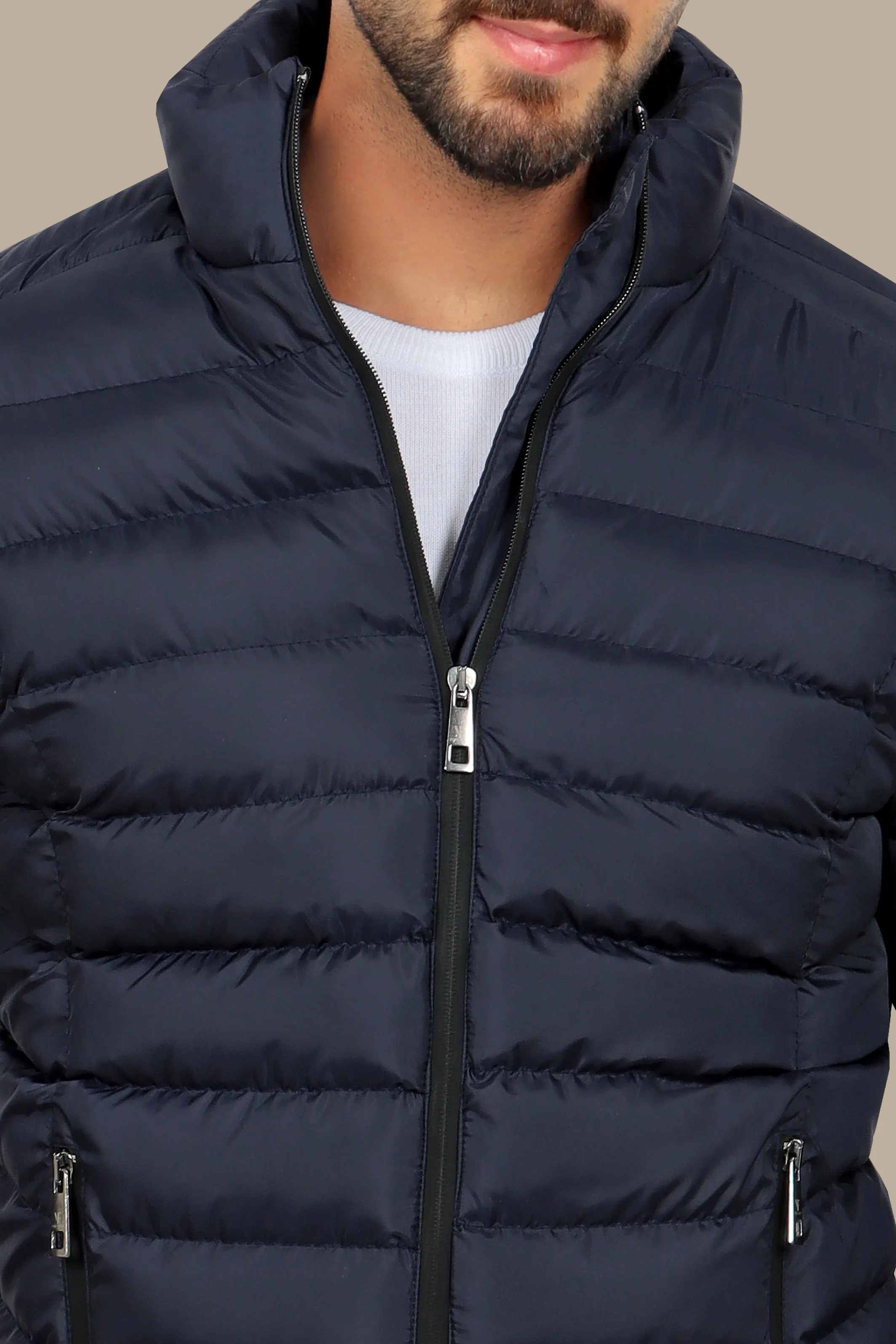 Navy Bliss: Puffer Padded Jacket for Stylish Warmth