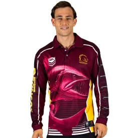 NRL 'Barracuda' Fishing Shirt - Brisbane Broncos - Adult - Mens - Polo