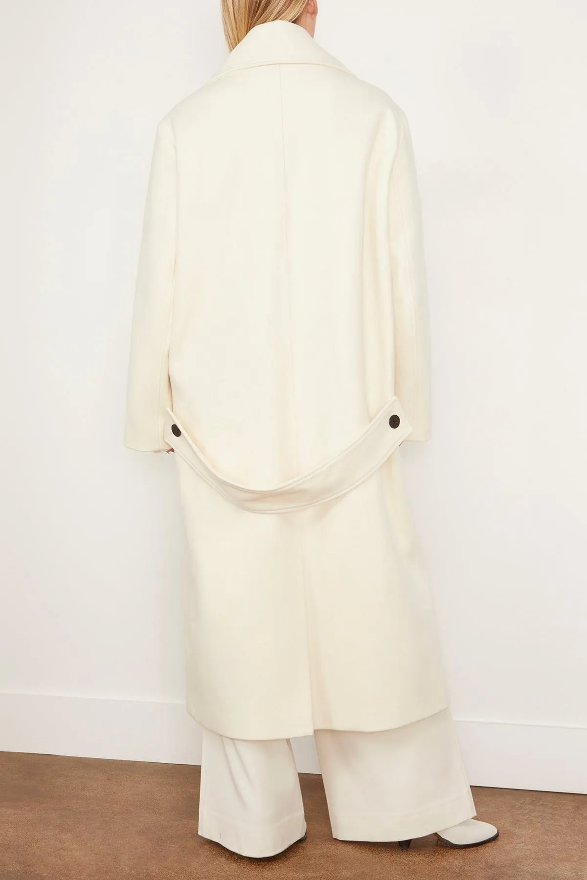 Oversized Double Breasted Coat in Off White