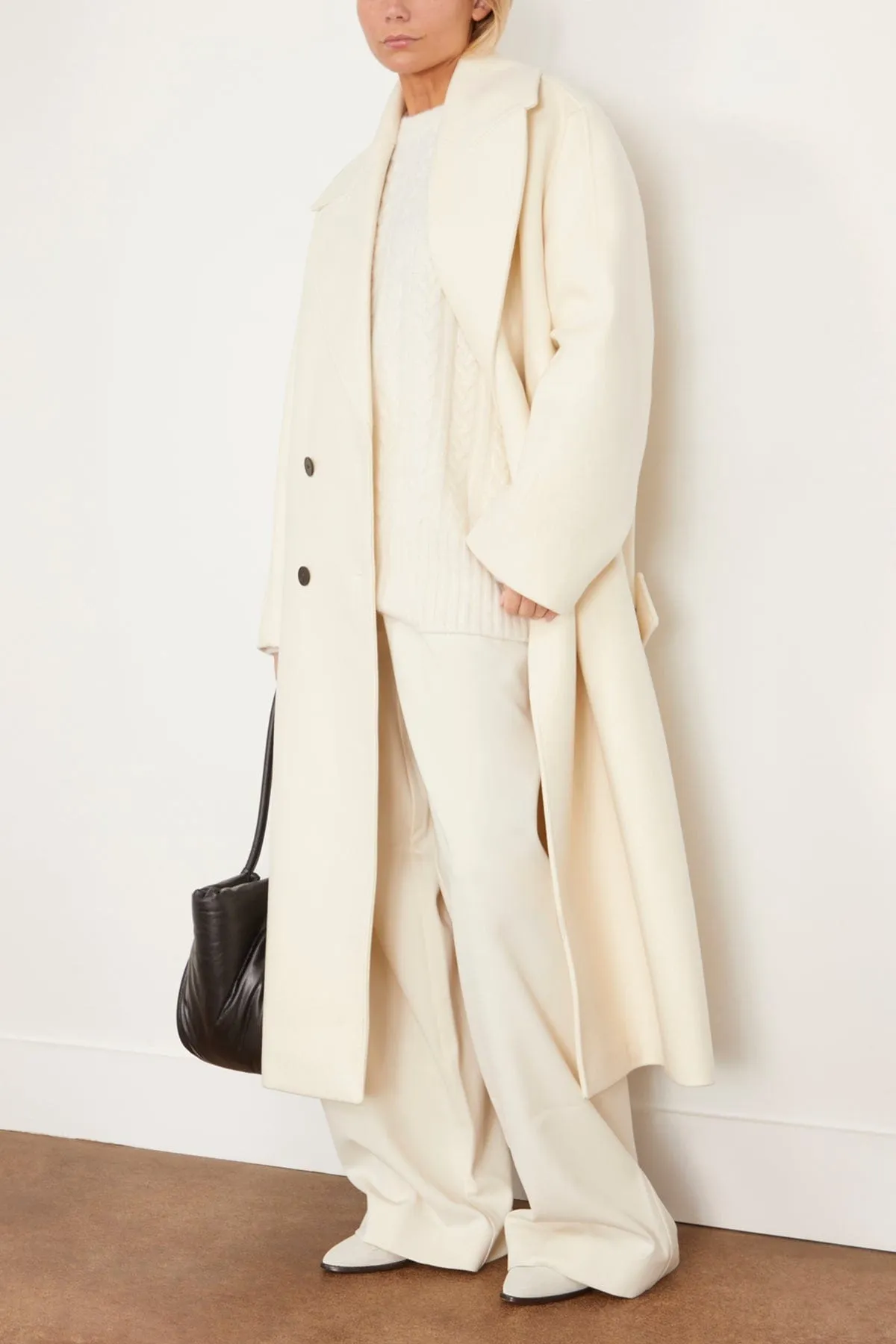 Oversized Double Breasted Coat in Off White