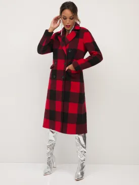 Plaid Button-Front Trench Coat