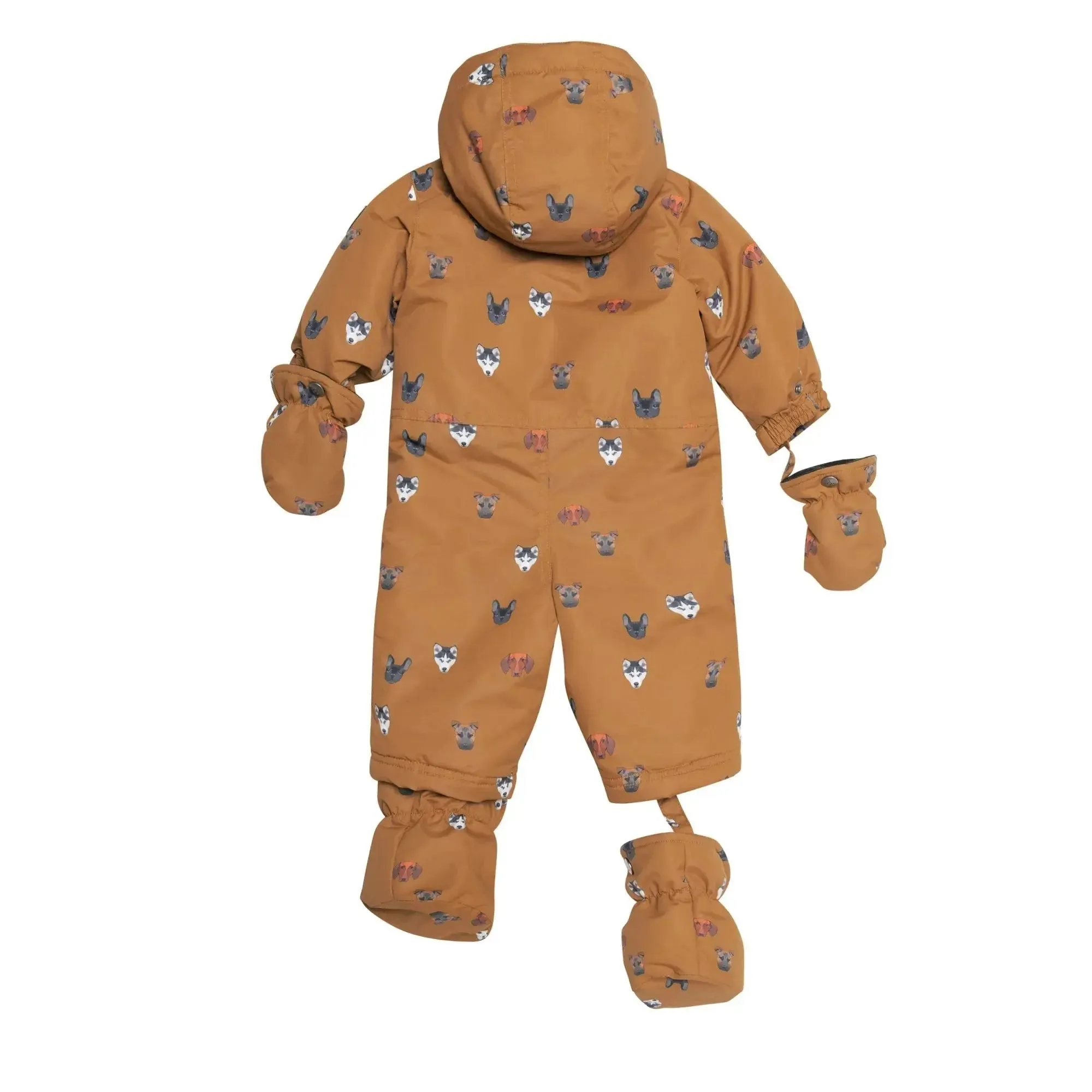 Printed Little Dogs One Piece Baby Snowsuit Yellow | DEUX PAR DEUX