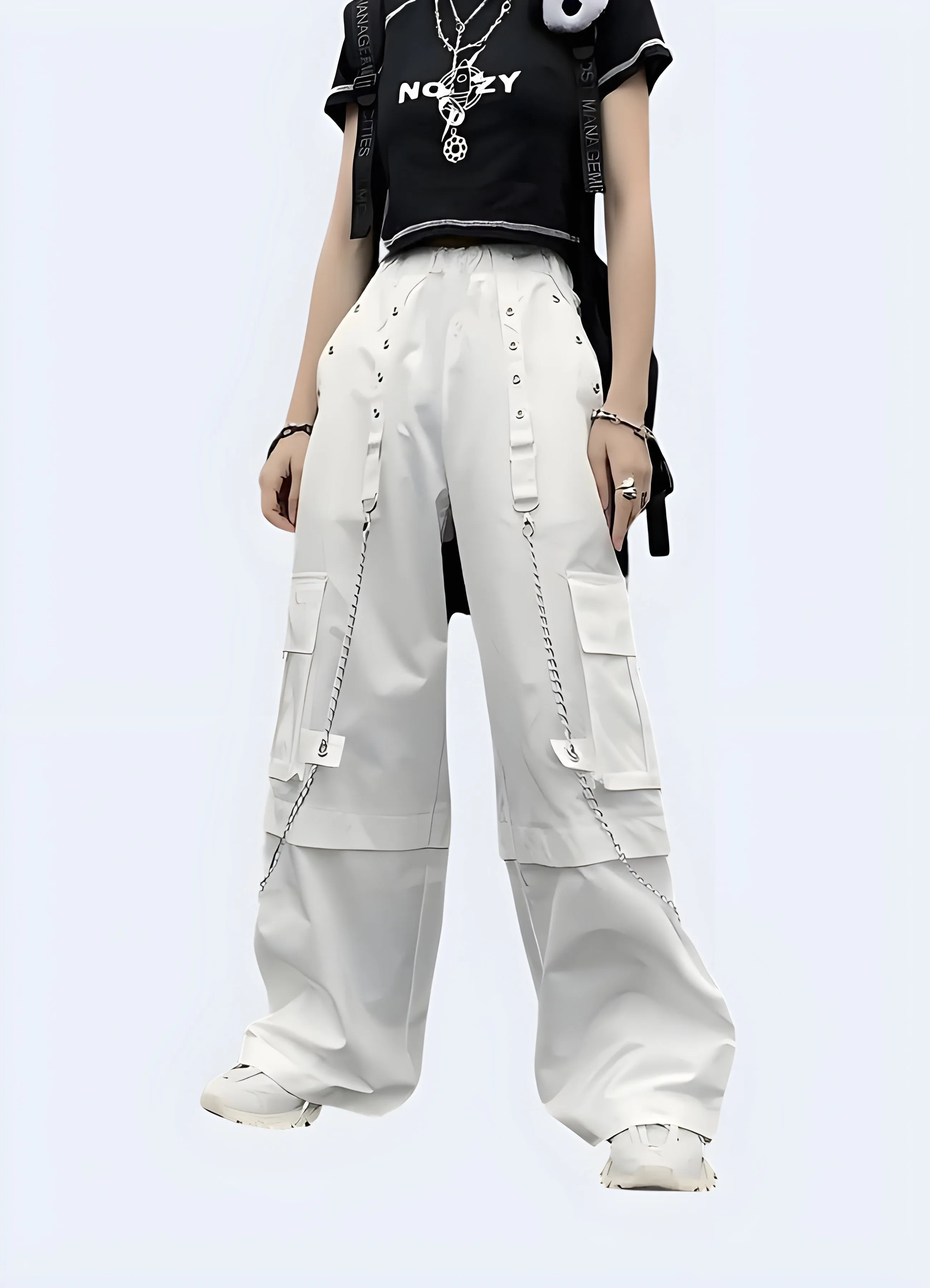 Punk Cargo Pants White