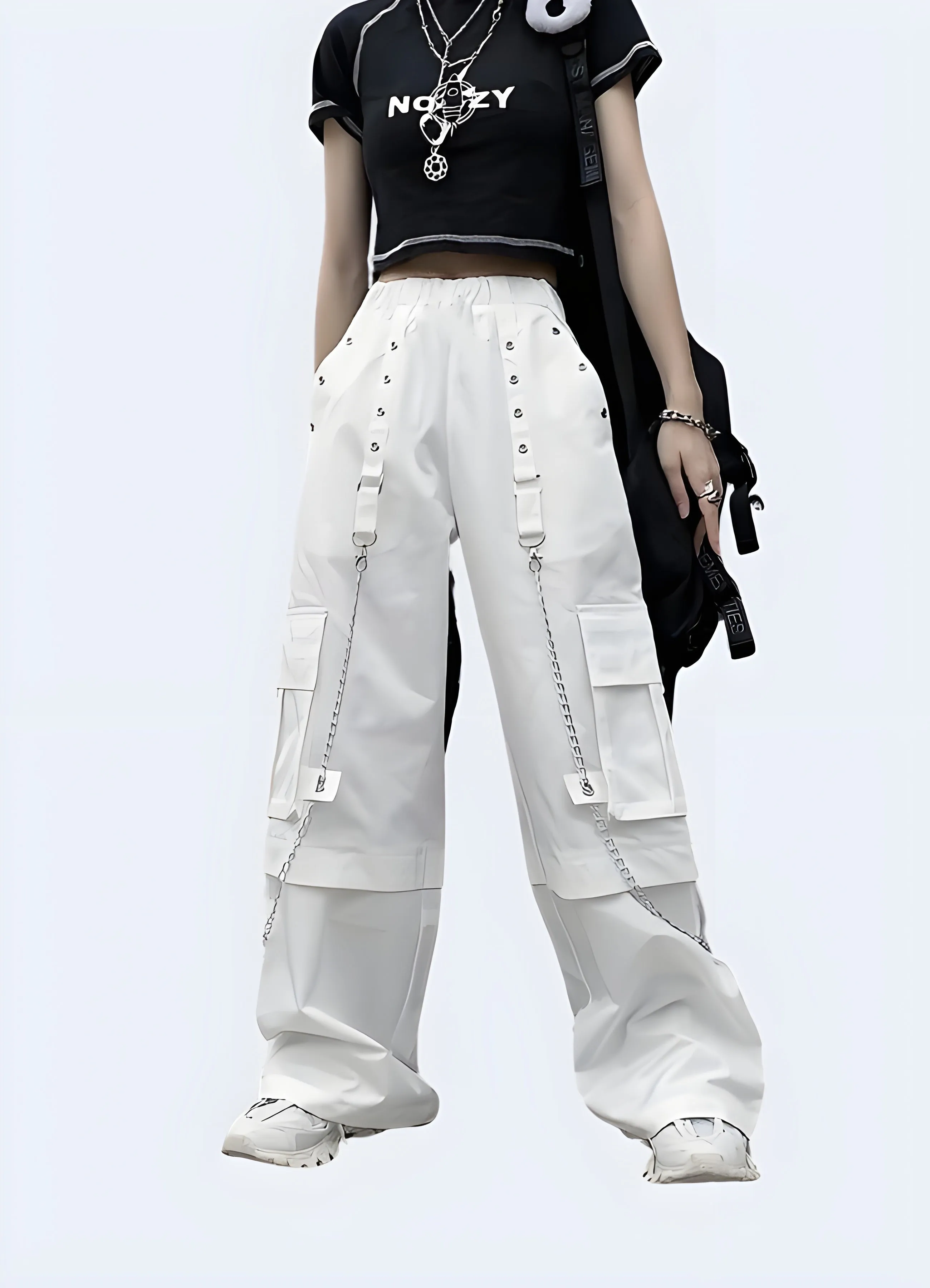 Punk Cargo Pants White