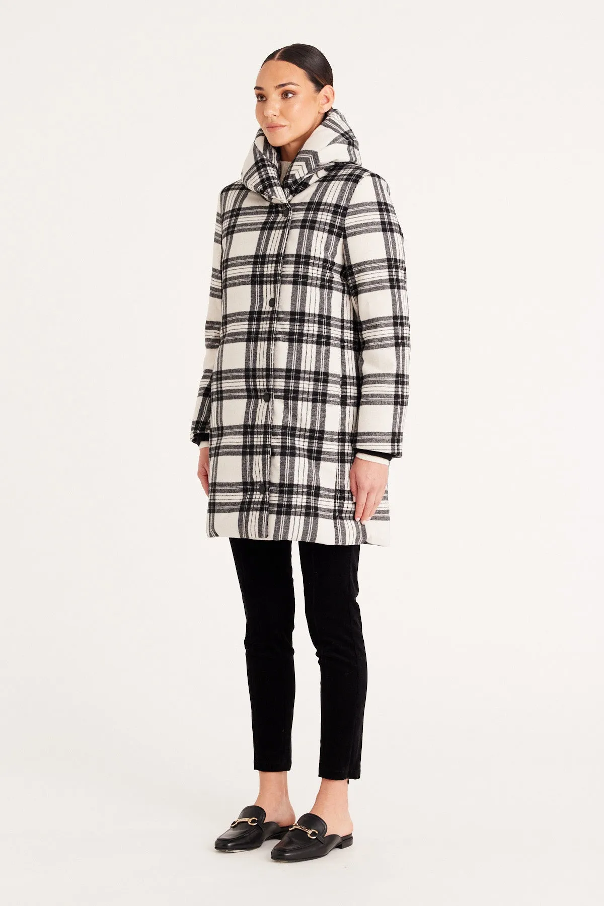 Quinn Check Puffer  - Ivory Check