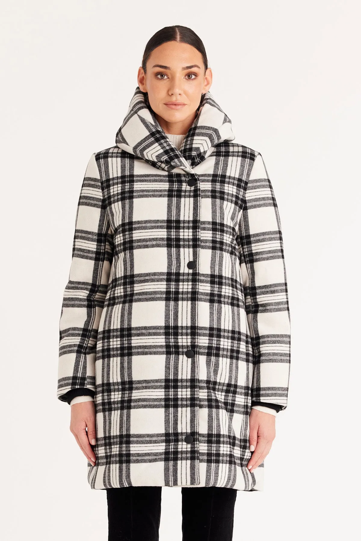 Quinn Check Puffer  - Ivory Check