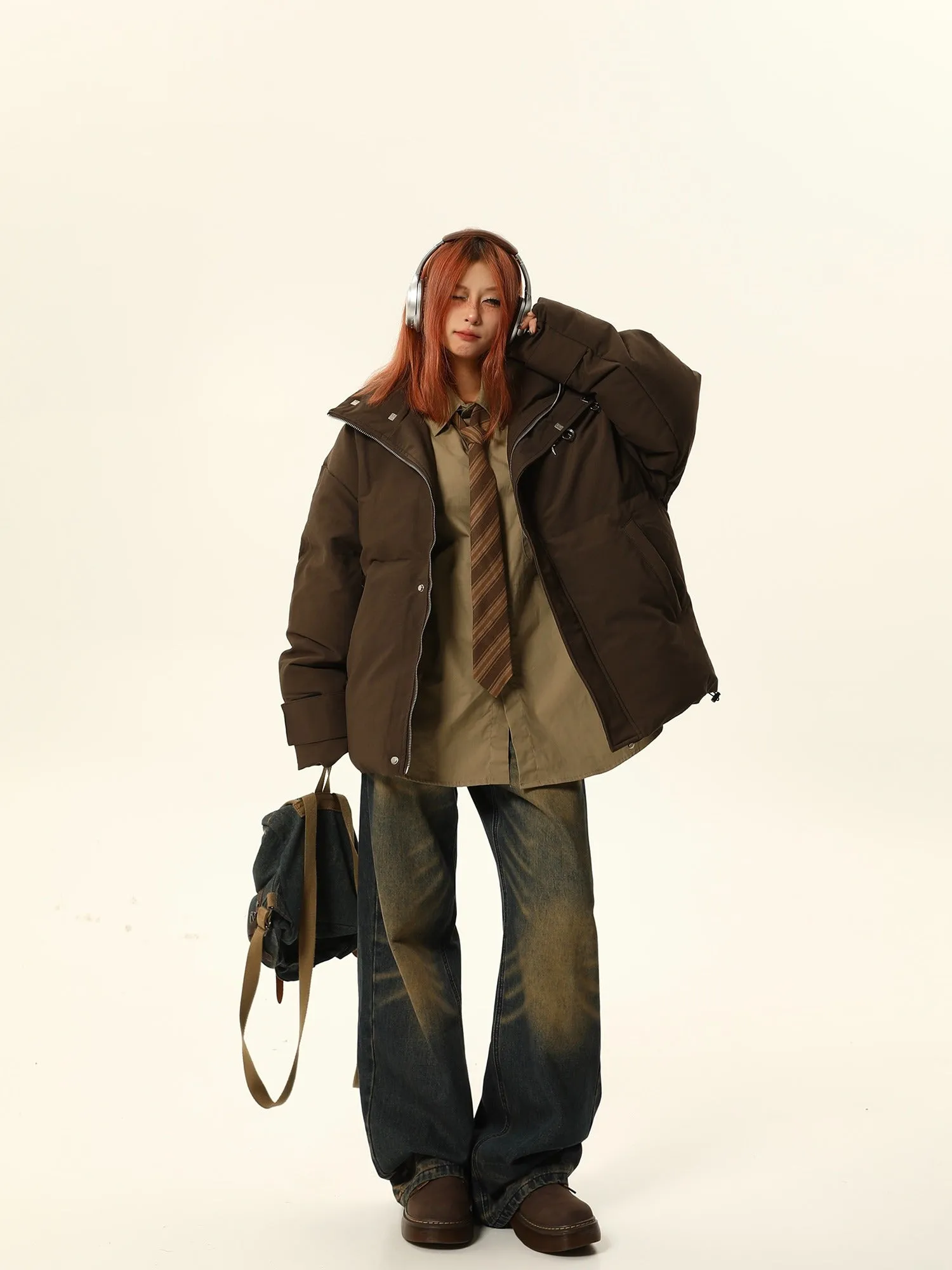 Stand-Up Collar Oversized Puffer Jacket