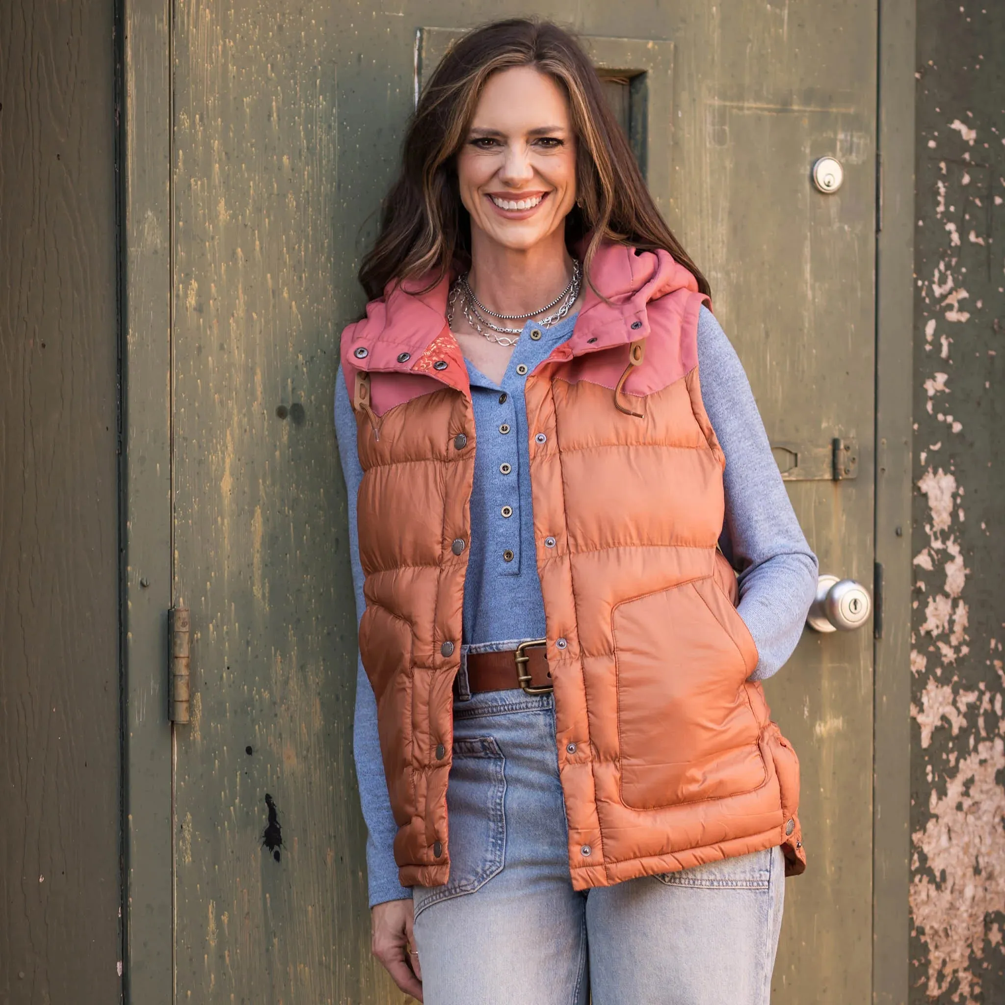 STS Ranchwear Women's Harper Vest in Coral & Copper