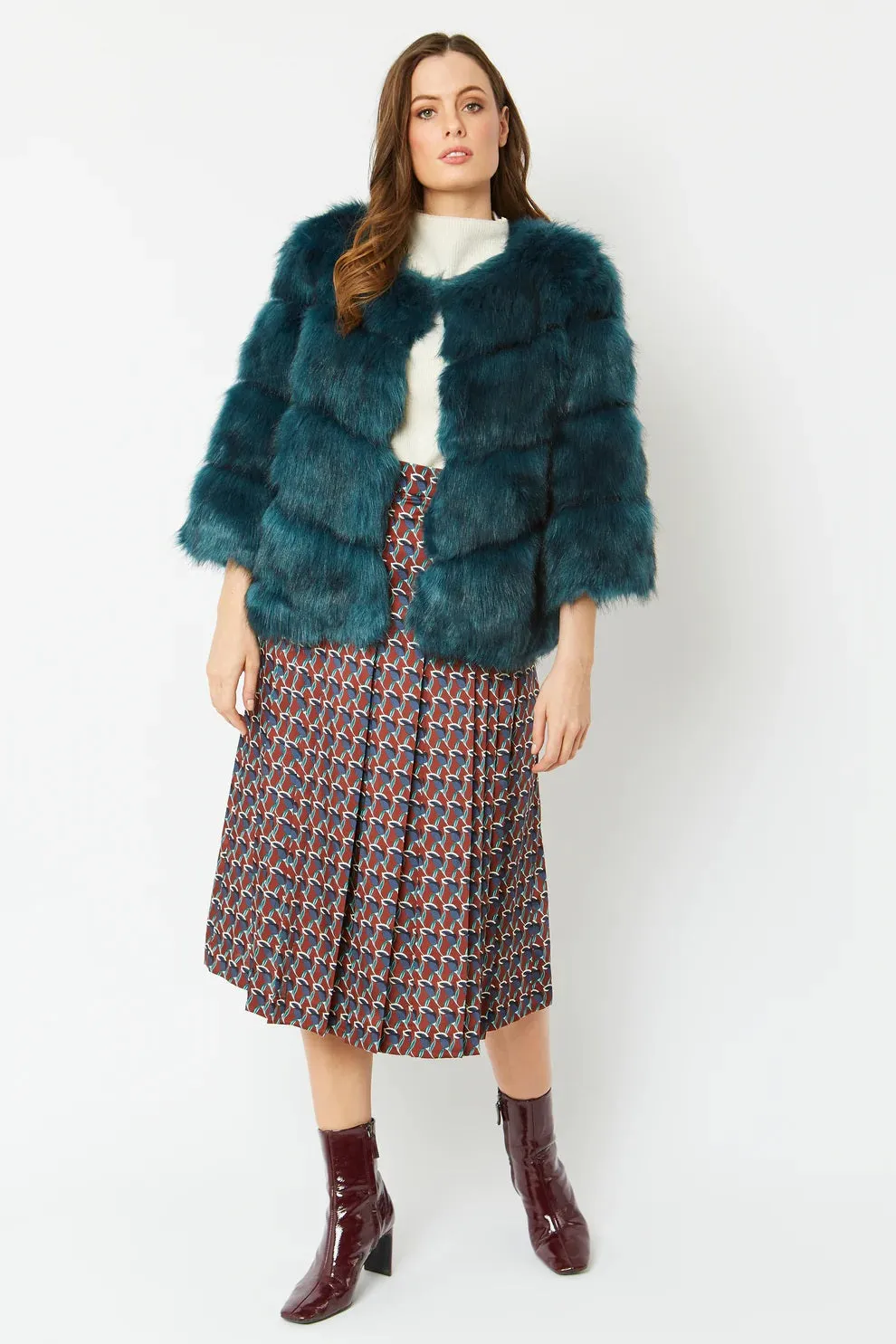 Teal Faux Fur Ella Coat