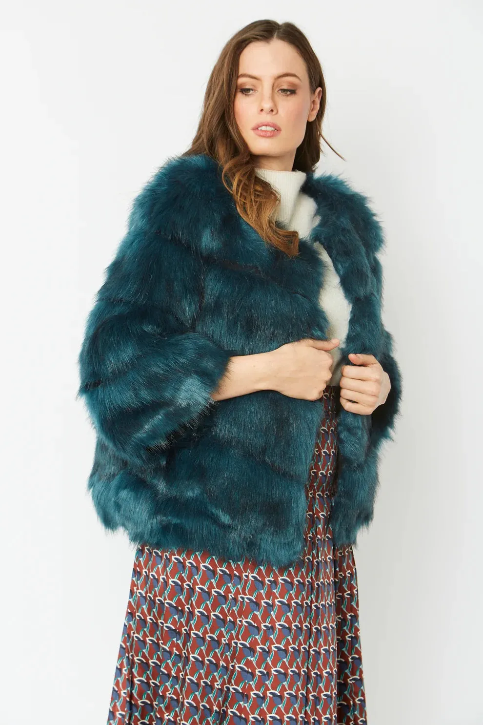 Teal Faux Fur Ella Coat