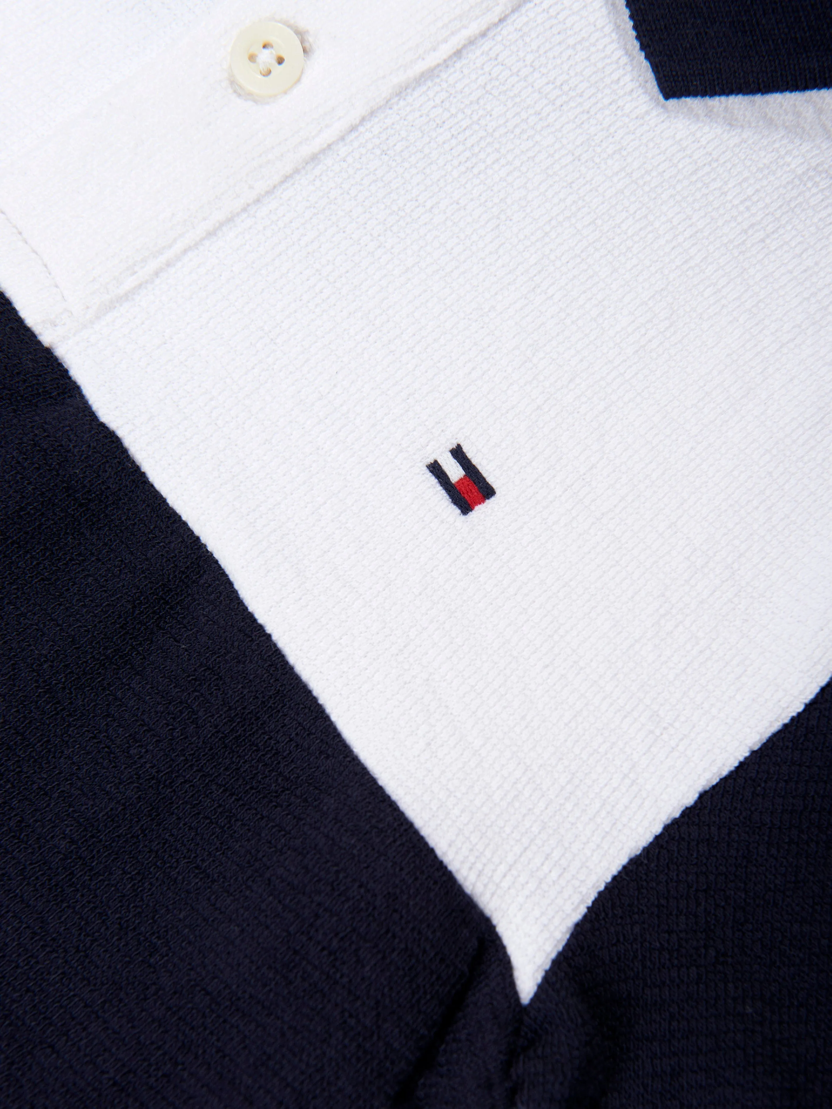 Tommy Hilfiger Boys Colourblock Global Stripe Polo Shirt in Navy