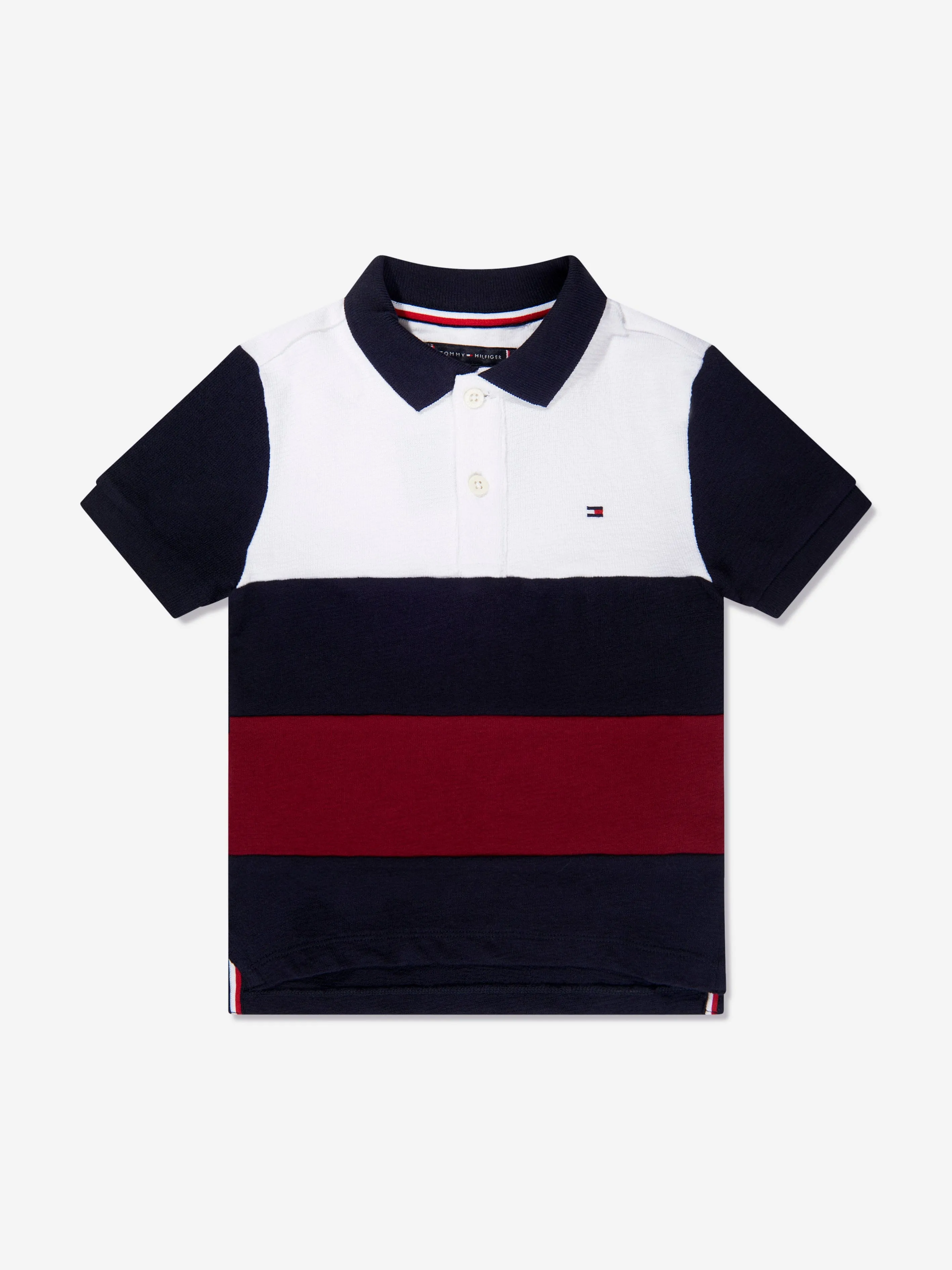 Tommy Hilfiger Boys Colourblock Global Stripe Polo Shirt in Navy