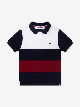 Tommy Hilfiger Boys Colourblock Global Stripe Polo Shirt in Navy