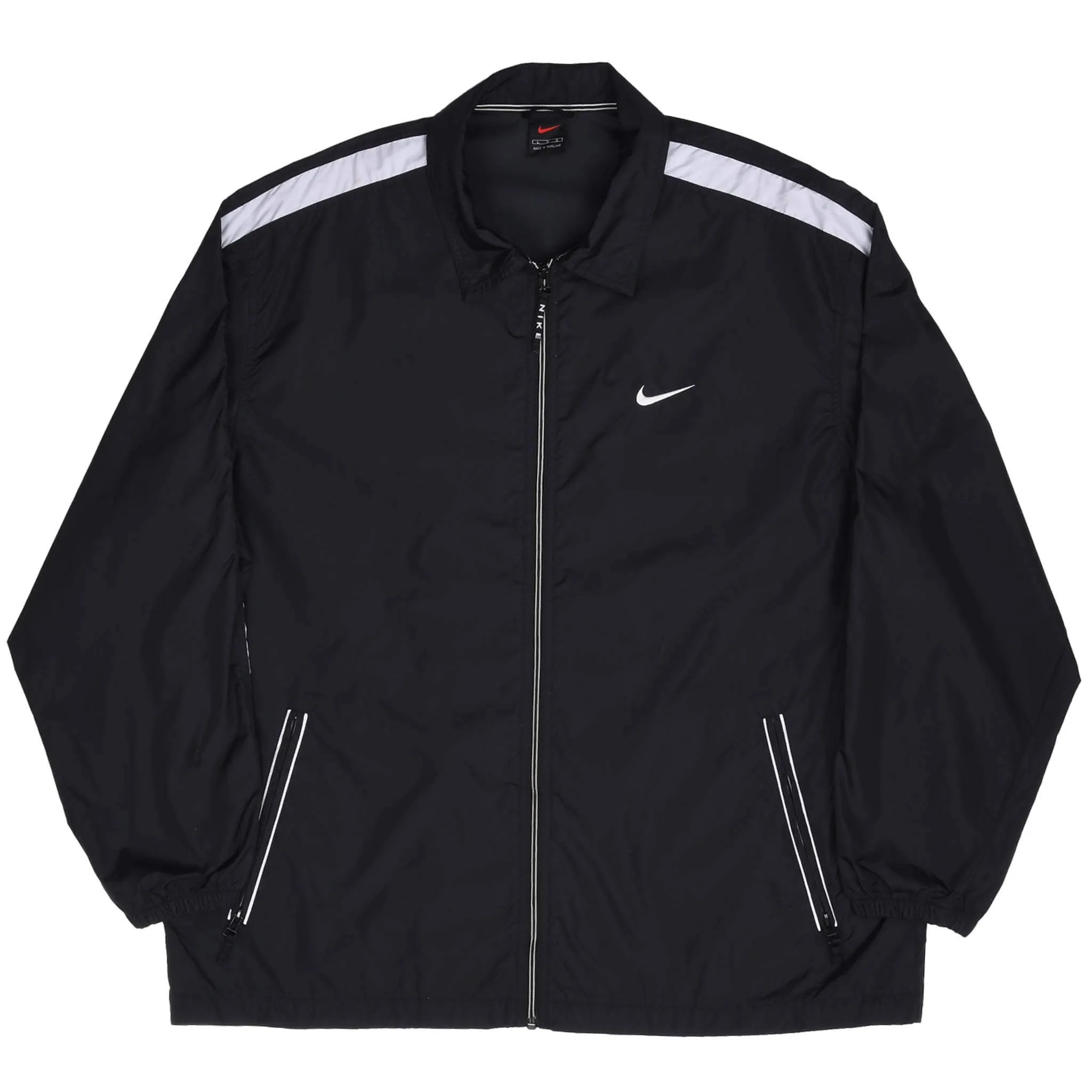 VINTAGE NIKE CLASSIC SWOOSH BLACK WINDBREAKER JACKET 1990S SIZE LARGE