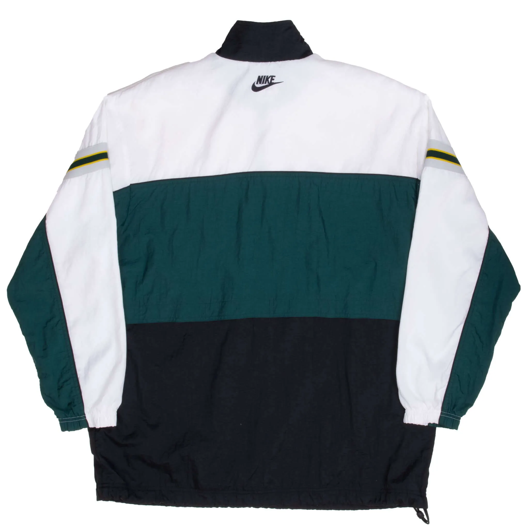 VINTAGE NIKE CLASSIC SWOOSH GREEN WHITE WINDBREAKER PULLOVER JACKET 1990S XL