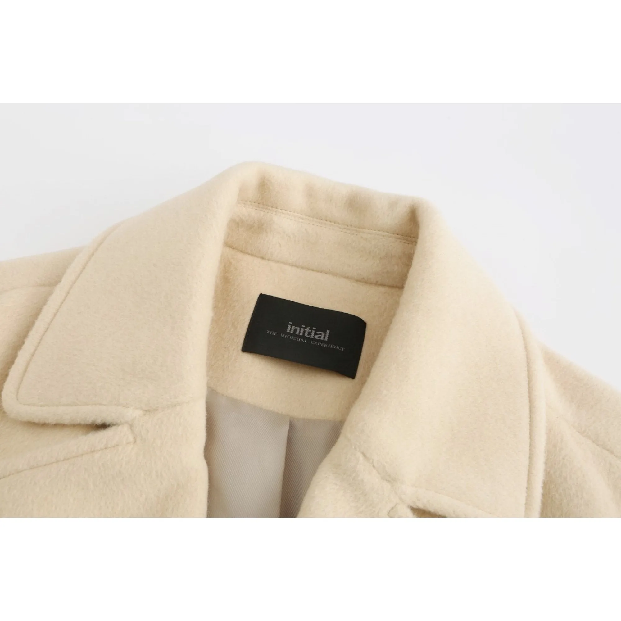 Women Double-breasted notched-collar wool coat - Khaki