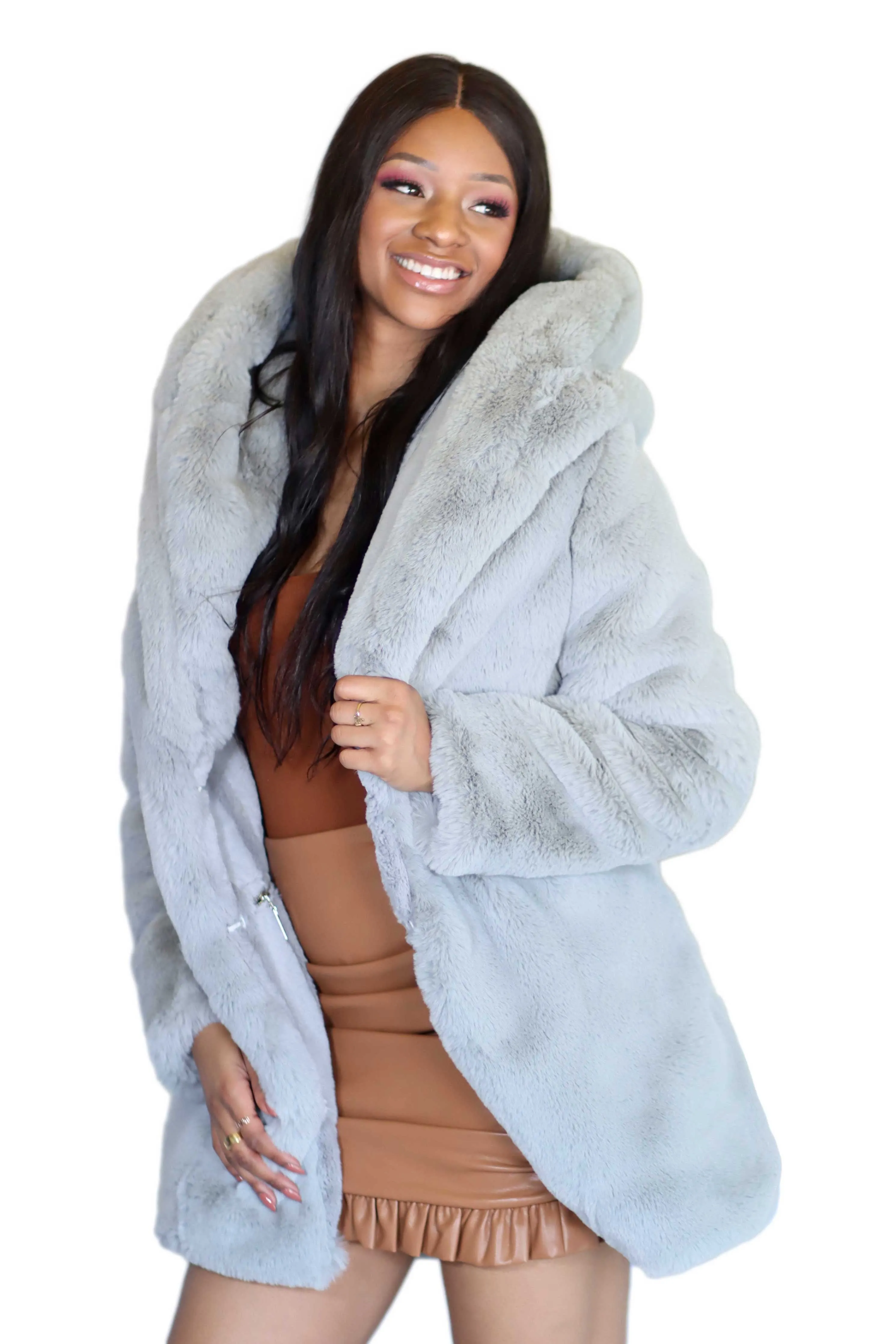 Women's Short Desert Warrior Coat in "Plush Light Gray" STOCK