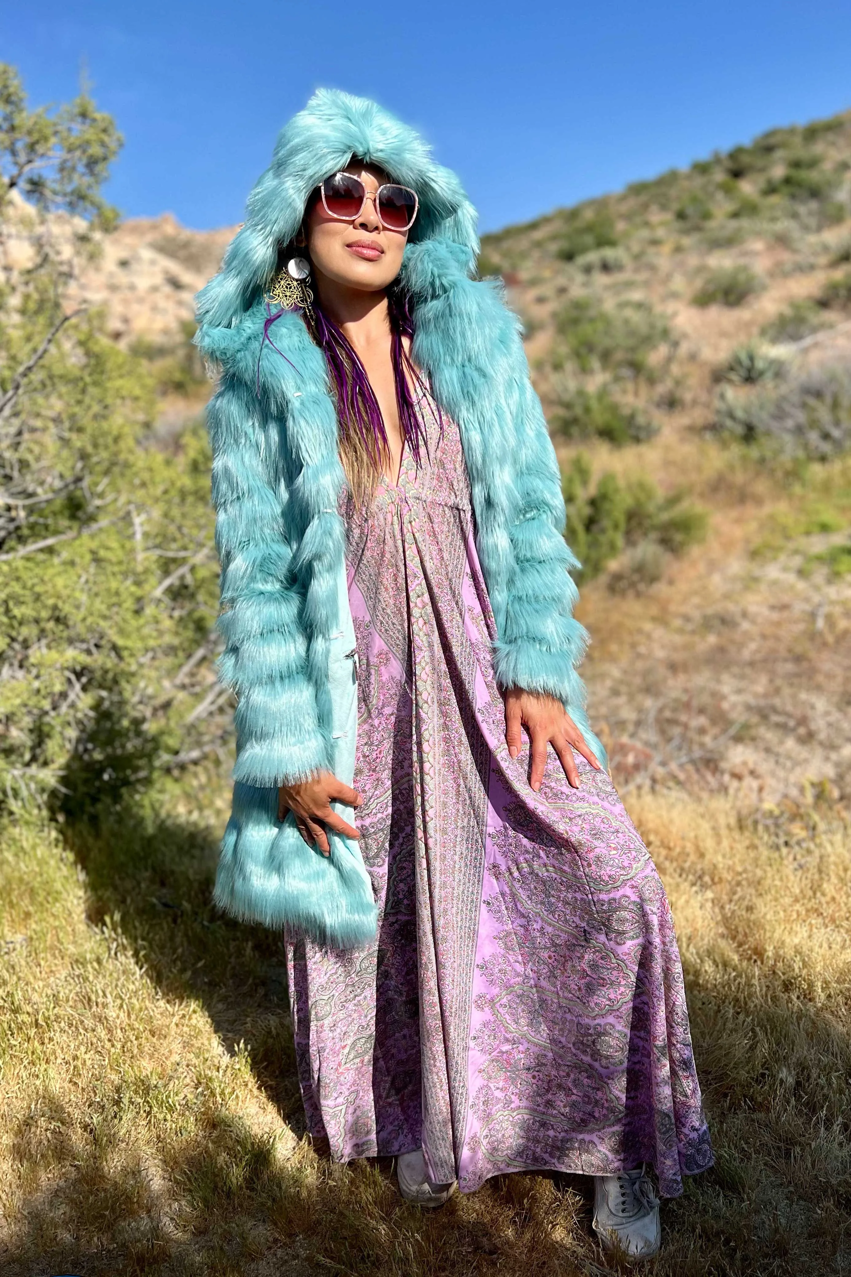 Women's Short Playa Coat in "Tiffany Blue"