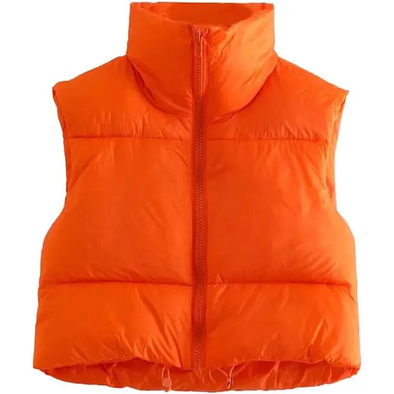 Women's Winter Crop Vest Lightweight Sleeveless Warm Outerwear Puffer Vest Padded Gilet