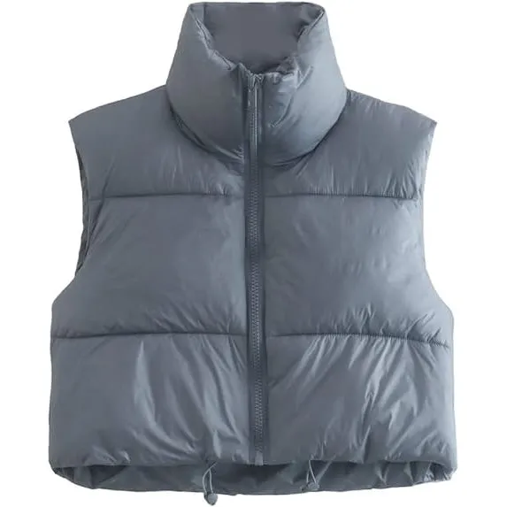 Women's Winter Crop Vest Lightweight Sleeveless Warm Outerwear Puffer Vest Padded Gilet