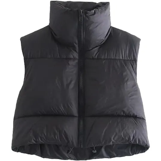 Women's Winter Crop Vest Lightweight Sleeveless Warm Outerwear Puffer Vest Padded Gilet