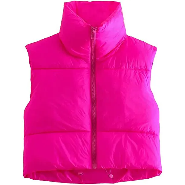 Women's Winter Crop Vest Lightweight Sleeveless Warm Outerwear Puffer Vest Padded Gilet