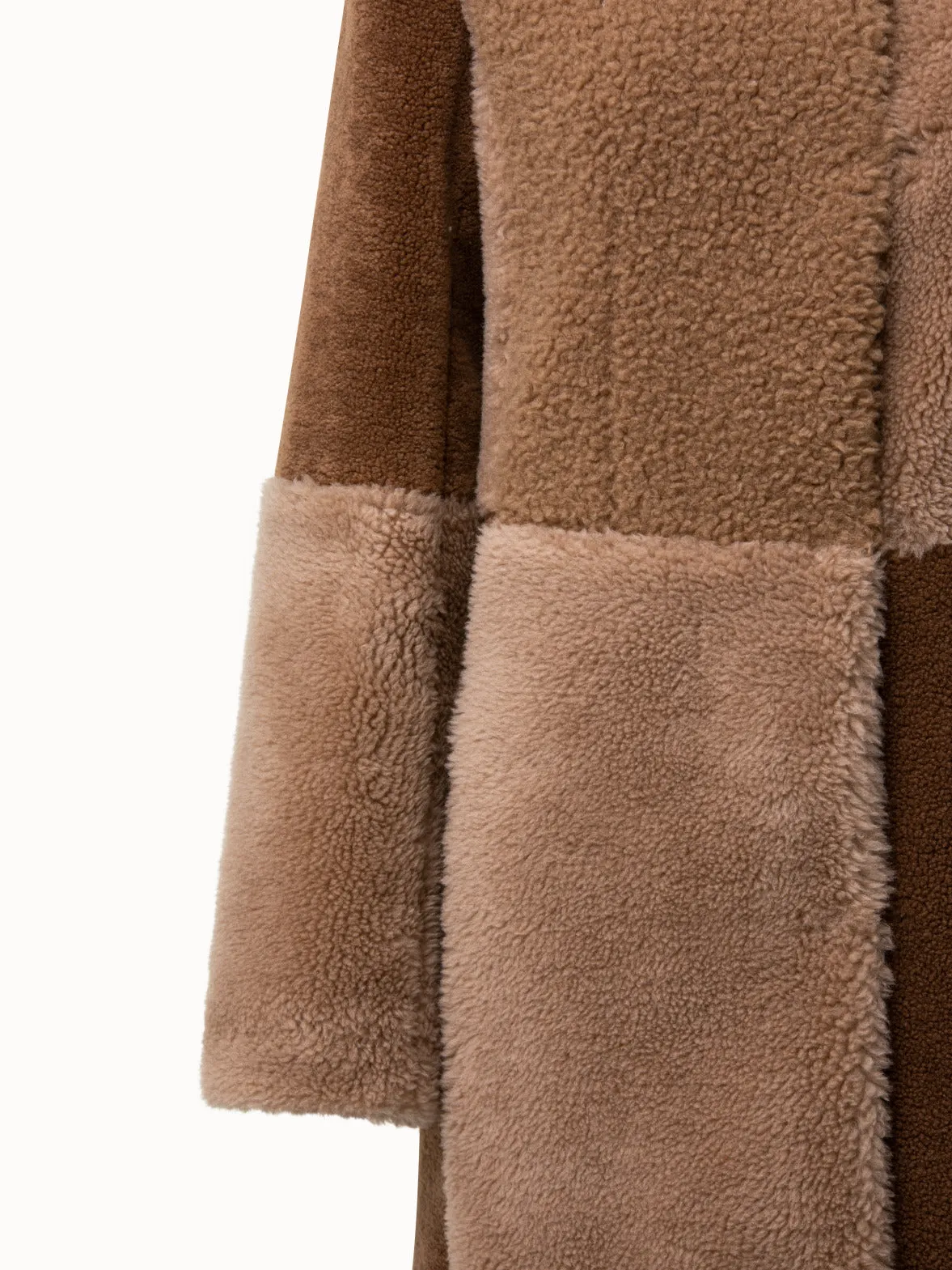 Wool Faux Fur Patchwork Coat